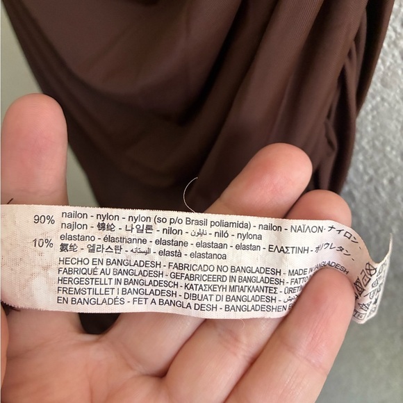 Zara Chocolate Strapless Ruched Stretch Jersey Dress L - Picture 7 of 11